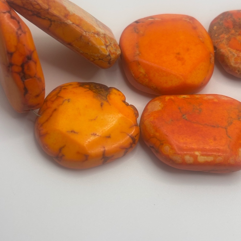 Howlite Orange Slab Necklace - Picture 7 of 10